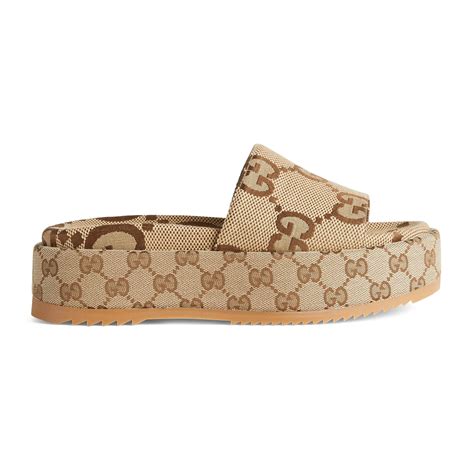 tan gucci platform slides|Gucci ladies slides.